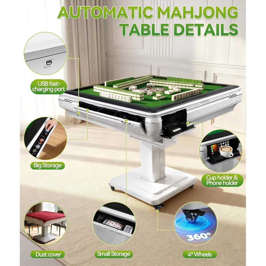 Premium Foldable 4-Player Automatic Mahjong Table With 2 Tile Sets (SAK57230) - Saksby Wholesale - Features