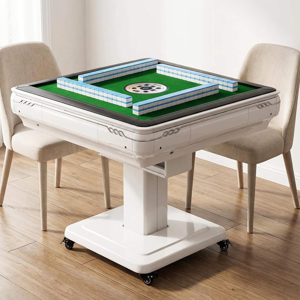 Premium Foldable 4-Player Automatic Mahjong Table With 2 Tile Sets (SAK57230) - Saksby Wholesale - Lifestyle With Chairs