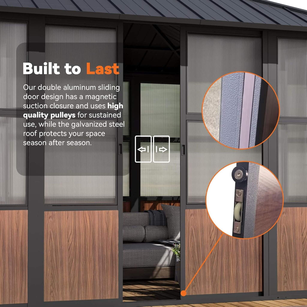 Premium Hardtop Aluminum Sunroom Solarium With TV Mount And Sliding Doors (SAK60439)  - Saksby Wholesale - Quality Pulleys