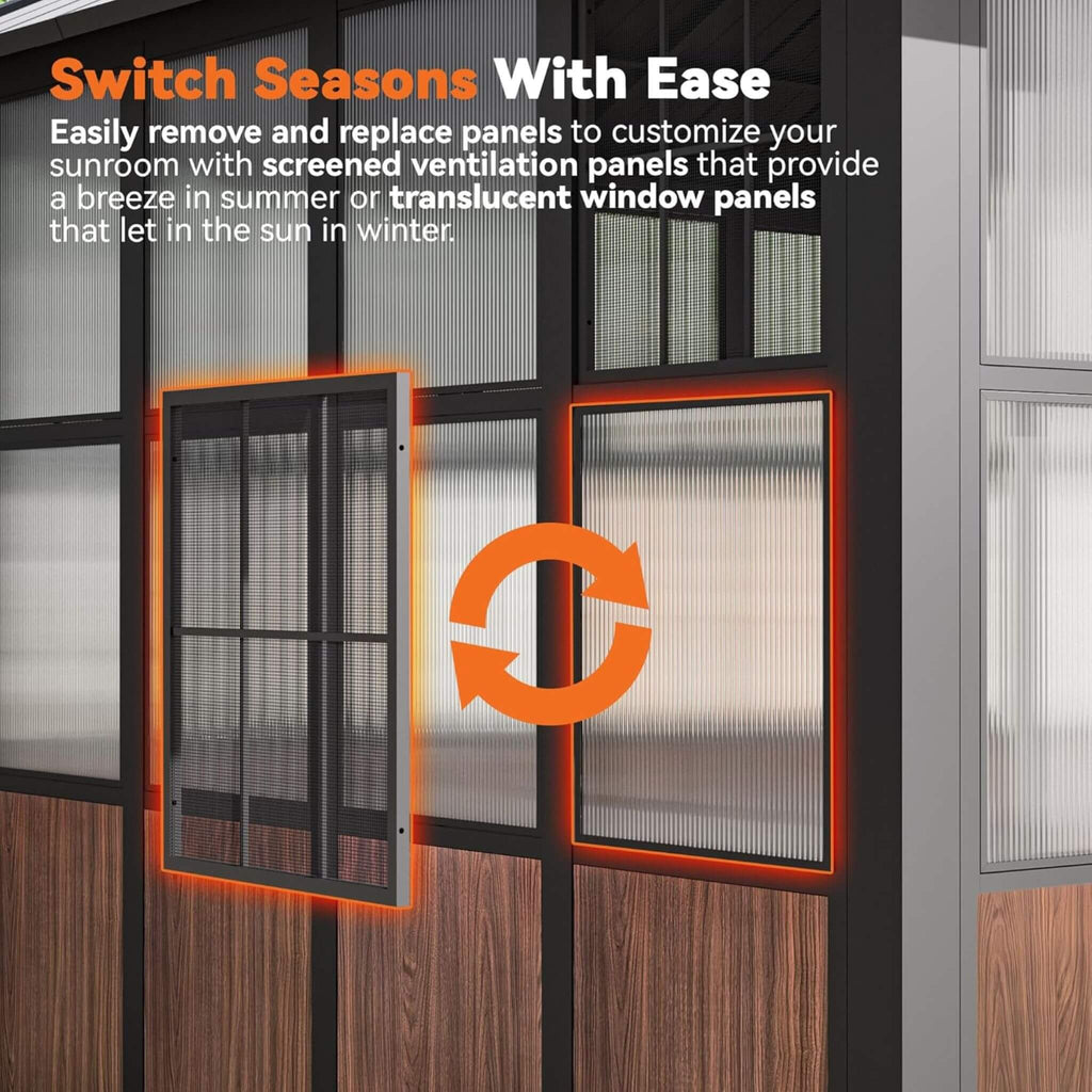 Premium Hardtop Aluminum Sunroom Solarium With TV Mount And Sliding Doors (SAK60439)  - Saksby Wholesale - Switch Seasons