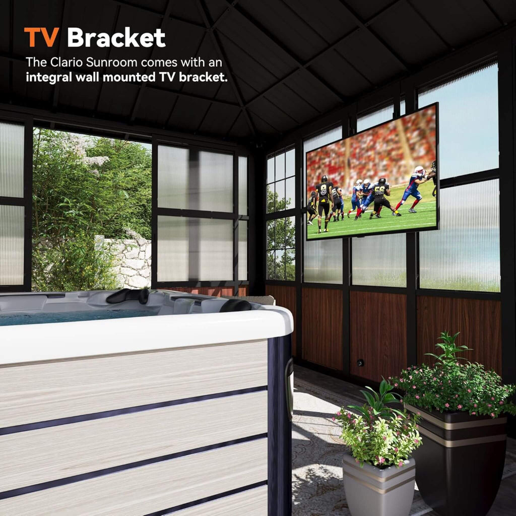 Premium Hardtop Aluminum Sunroom Solarium With TV Mount And Sliding Doors (SAK60439)  - Saksby Wholesale - TV Bracket