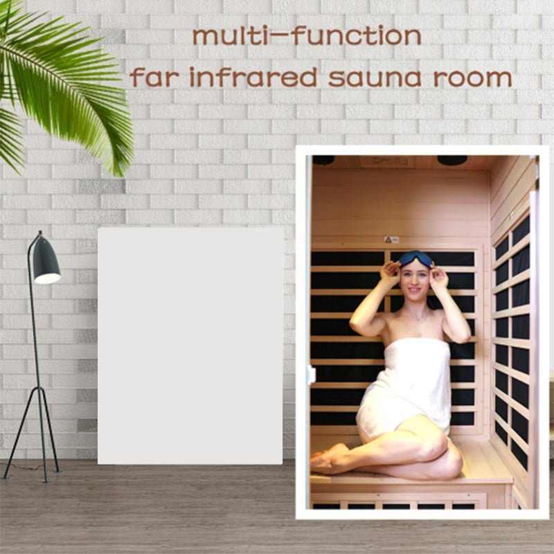 Premium Hemlock Wood Two Person FAR Infrared Sauna Room W/ Glass Door, 1750W Demonstration View