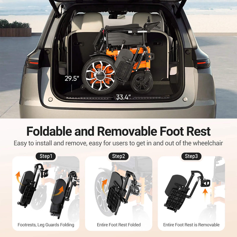 Premium Lightweight Electric Full Reclining Motorized Foldable Wheelchair (SAK91516) Saksby -  Compact Design