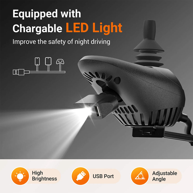 Premium Lightweight Electric Full Reclining Motorized Foldable Wheelchair (SAK91516) Saksby - With LED Front Light