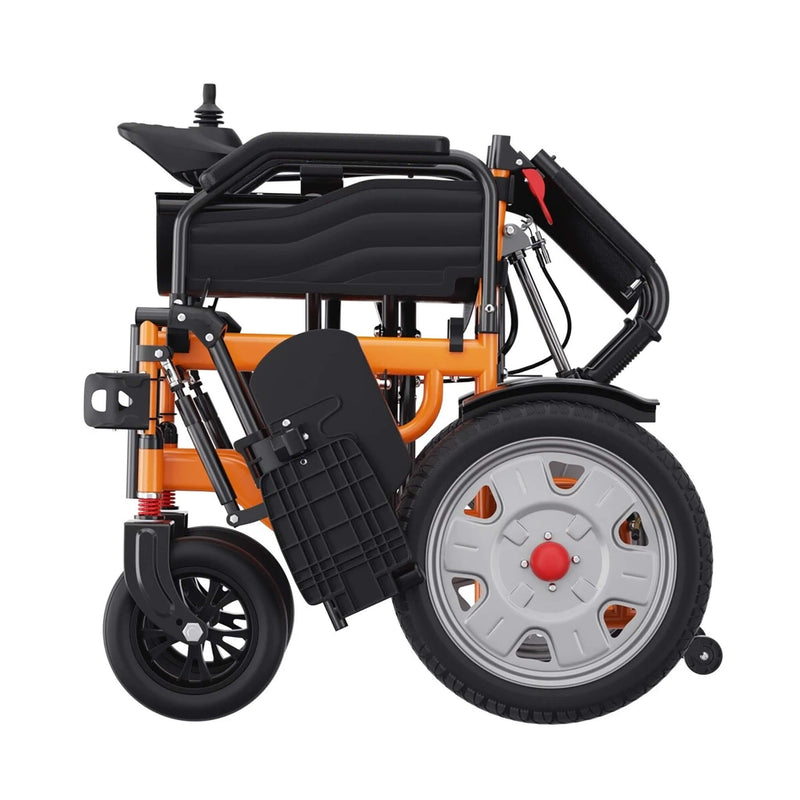 Premium Lightweight Electric Full Reclining Motorized Foldable Wheelchair (SAK91516) Saksby - Left Side View with Seat Folded