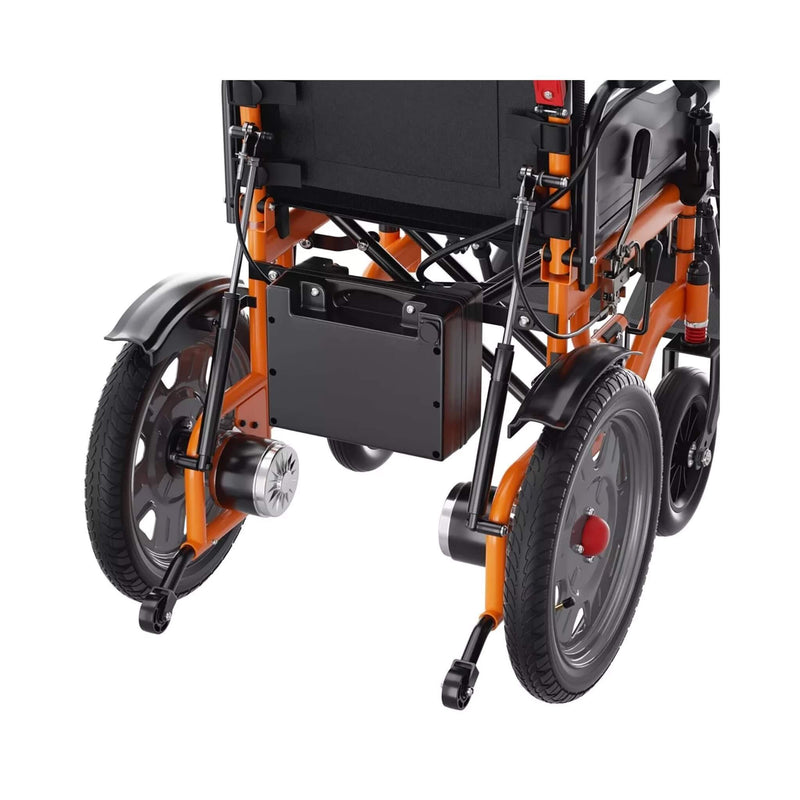 Premium Lightweight Electric Full Reclining Motorized Foldable Wheelchair (SAK91516) Saksby -  Right Rear View