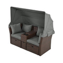 Premium Outdoor 2-Seater Patio Daybed With Foldable Awning, Cushions, And Rattan Frame (SAK90233) - Saksby Wholesale - Daybed Only