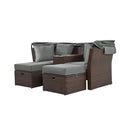 Premium Outdoor 2-Seater Patio Daybed With Foldable Awning, Cushions, And Rattan Frame (SAK90233) - Saksby Wholesale - Daybed Setup