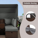 Premium Outdoor 2-Seater Patio Daybed With Foldable Awning, Cushions, And Rattan Frame (SAK90233) - Saksby Wholesale - Foldable Awning