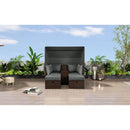 Premium Outdoor 2-Seater Patio Daybed With Foldable Awning, Cushions, And Rattan Frame (SAK90233) - Saksby Wholesale - Front View Lifestyle