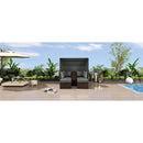 Premium Outdoor 2-Seater Patio Daybed With Foldable Awning, Cushions, And Rattan Frame (SAK90233) - Saksby Wholesale - Front View Poolside Lifestyle