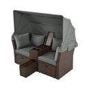 Premium Outdoor 2-Seater Patio Daybed With Foldable Awning, Cushions, And Rattan Frame (SAK90233) - Saksby Wholesale - Open Storage and Awning