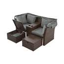 Premium Outdoor 2-Seater Patio Daybed With Foldable Awning, Cushions, And Rattan Frame (SAK90233) - Saksby Wholesale -Set White Background