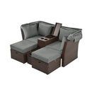 Premium Outdoor 2-Seater Patio Daybed With Foldable Awning, Cushions, And Rattan Frame (SAK90233) - Saksby Wholesale - Storage Compartments