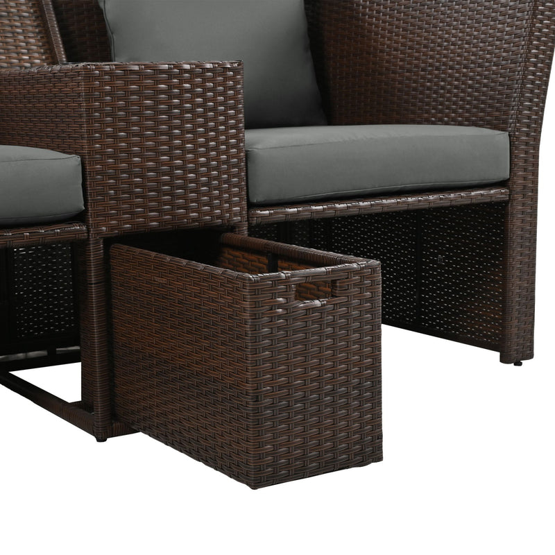 Premium Outdoor 2-Seater Patio Daybed With Foldable Awning, Cushions, And Rattan Frame (SAK90233) - Saksby Wholesale - Storage Details