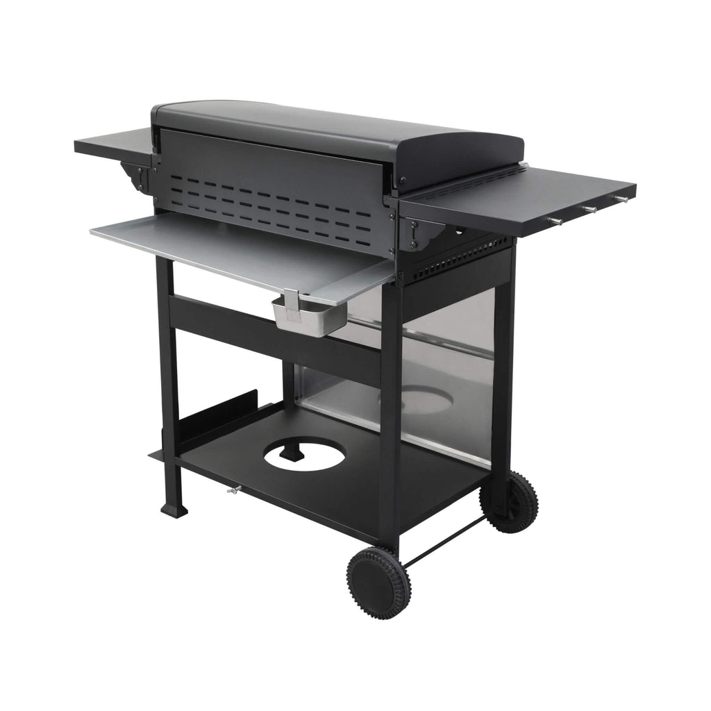 Premium Outdoor 4-Burner Propane BBQ Grill With Foldable Side Tables, Hanging Basket, And Cooking Grids (SAK53213) - Saksby Wholesale - Back Side View