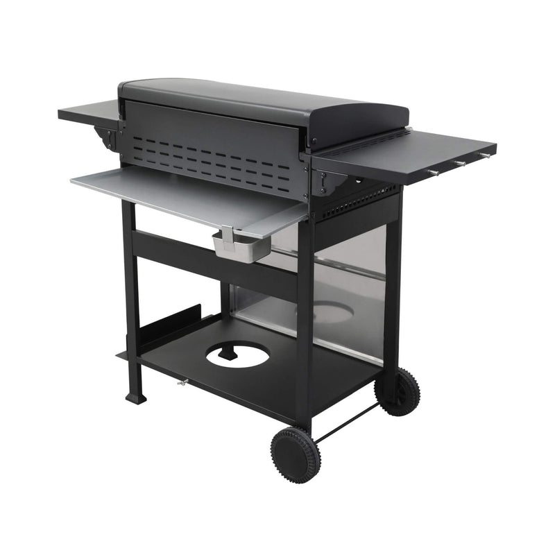Premium Outdoor 4-Burner Propane BBQ Grill With Foldable Side Tables, Hanging Basket, And Cooking Grids (SAK53213) - Saksby Wholesale - Back Side View