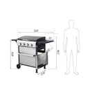 Premium Outdoor 4-Burner Propane BBQ Grill With Foldable Side Tables, Hanging Basket, And Cooking Grids (SAK53213) - Saksby Wholesale - Dimensions