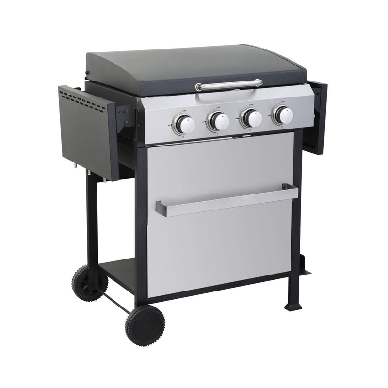 Premium Outdoor 4-Burner Propane BBQ Grill With Foldable Side Tables, Hanging Basket, And Cooking Grids (SAK53213) - Saksby Wholesale - Side View