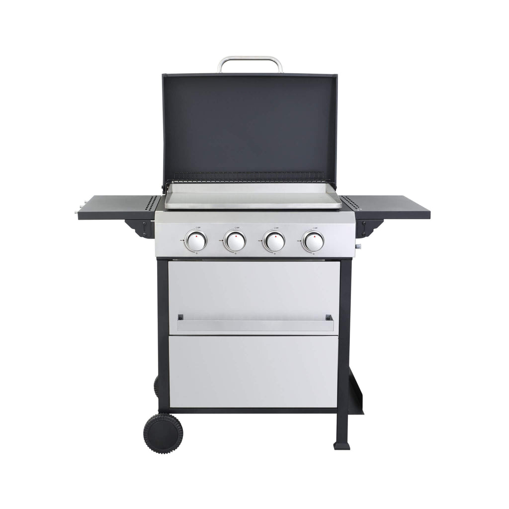 Premium Outdoor 4-Burner Propane BBQ Grill With Foldable Side Tables, Hanging Basket, And Cooking Grids (SAK53213) - Saksby Wholesale - White Background