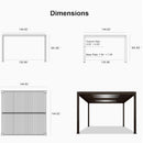 Premium Outdoor Aluminum Louvered Patio Pergola With LED Lights (SAK24896) - Saksby Wholesale - 12X12FT Dimensions