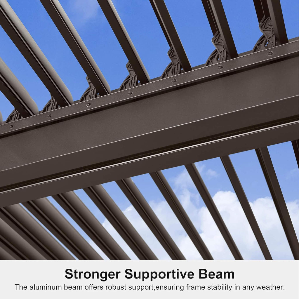 Premium Outdoor Aluminum Louvered Patio Pergola With LED Lights (SAK24896) - Saksby Wholesale - Beams