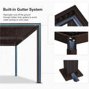 Premium Outdoor Aluminum Louvered Patio Pergola With LED Lights (SAK24896) - Saksby Wholesale - Gutter System