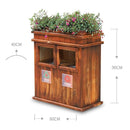 Premium Outdoor Anticorrosive Wooden Commercial Trash Can With Flower Box, 35" (SAK97582) SAKSBY - Dimensions View