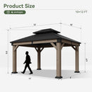 Premium Outdoor Cedar Wood Galvanized Steel Hardtop Gazebo (SAK23907)  - Saksby Wholesale - 10X12FT Dimensions