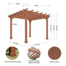Premium Outdoor Cedar Wood Pergola With Slatted Roof (SAK87024) - Saksby Wholesale - 10X10FT Dimensions