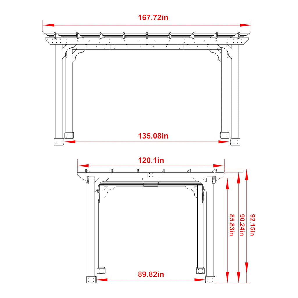 Premium Outdoor Cedar Wood Pergola With Slatted Roof (SAK87024) - Saksby Wholesale - 10X14FT Dimensions