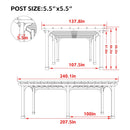 Premium Outdoor Cedar Wood Pergola With Slatted Roof (SAK87024) - Saksby Wholesale - 12X20FT Dimensions