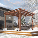 Premium Outdoor Cedar Wood Pergola With Slatted Roof (SAK87024) - Saksby Wholesale - Winter Season Lifestyle Image