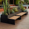 Premium Outdoor Commercial Wooden Bench With Steel Frame And Planter For Patios And Parks (SAK25174)