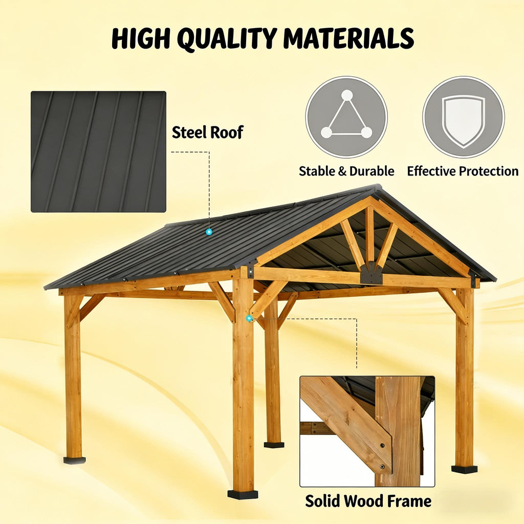 [09X11FT] Premium Outdoor Hardtop Patio Backyard Gazebo (SAK86341) - Saksby Wholesale - High Quality Materials