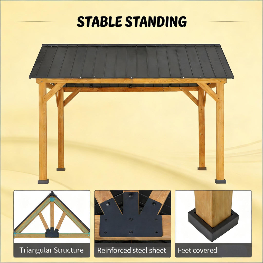 [09X11FT] Premium Outdoor Hardtop Patio Backyard Gazebo (SAK86341) - Saksby Wholesale - Stable Standing