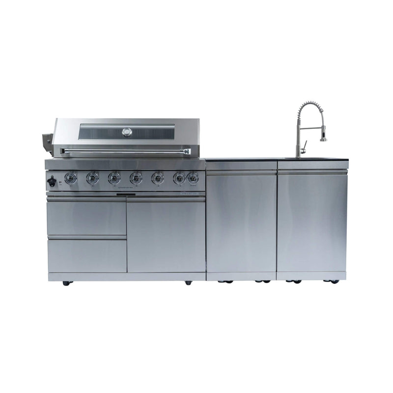 Premium Outdoor Kitchen Island With 43 Inch 6-Burner 85K BTU Propane Gas Grill, Rotisserie Kit, And Storage Cabinets (SAK95623) - Saksby Wholesale - Front View