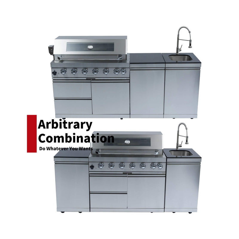 Premium Outdoor Kitchen Island With 43 Inch 6-Burner 85K BTU Propane Gas Grill, Rotisserie Kit, And Storage Cabinets (SAK95623) - Saksby Wholesale - ARbitary Combination View