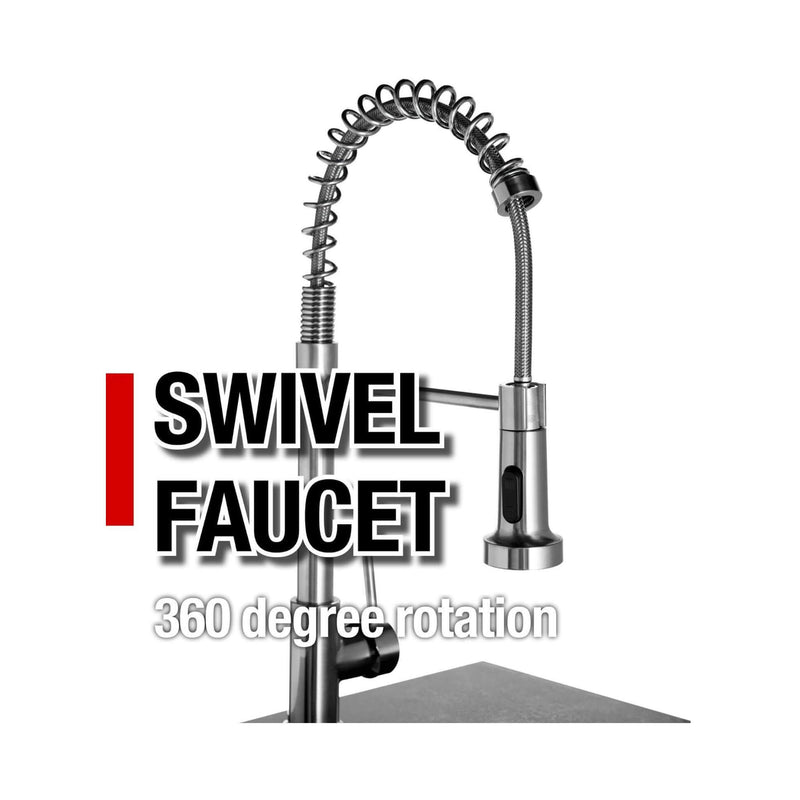 Premium Outdoor Kitchen Island With 43 Inch 6-Burner 85K BTU Propane Gas Grill, Rotisserie Kit, And Storage Cabinets (SAK95623) - Saksby Wholesale - Faucet View