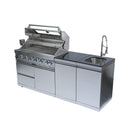 Premium Outdoor Kitchen Island With 43 Inch 6-Burner 85K BTU Propane Gas Grill, Rotisserie Kit, And Storage Cabinets (SAK95623) - Saksby Wholesale - Front Left View