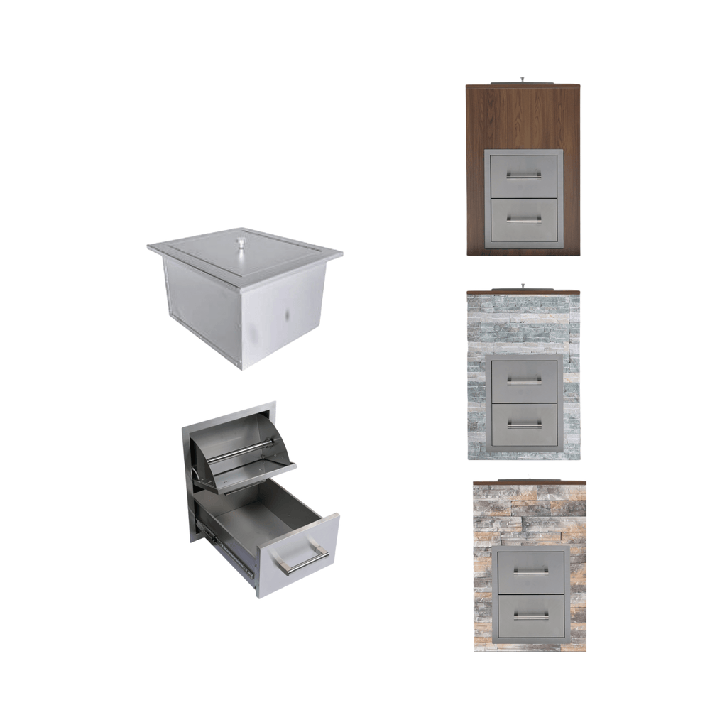Premium Outdoor Kitchen With 32 Inch 60000 BTU Built-In Stainless Steel LPG Gas Grill, Door And Drawer Combo And Stainless Steel Ice Box (SAK98661) - Saksby Wholesale - Drawer Design Details