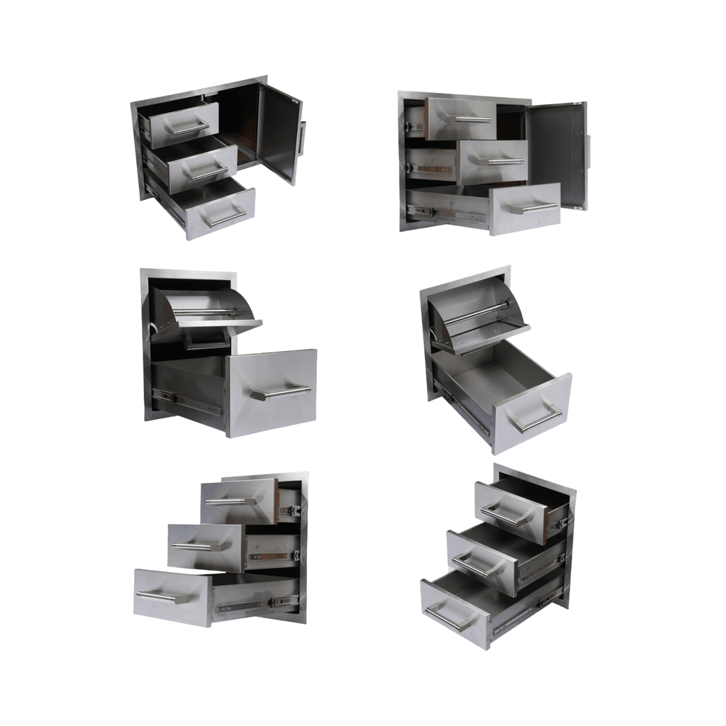 Premium Outdoor Kitchen With 32 Inch 60000 BTU Built-In Stainless Steel LPG Gas Grill, Door And Drawer Combo And Stainless Steel Ice Box (SAK98661) - Saksby Wholesale - Drawer Details