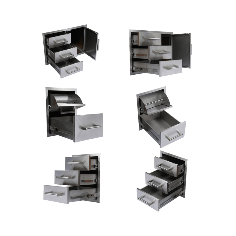 Premium Outdoor Kitchen With 32 Inch 60000 BTU Built-In Stainless Steel LPG Gas Grill, Door And Drawer Combo And Stainless Steel Ice Box (SAK98661) - Saksby Wholesale - Drawer Details
