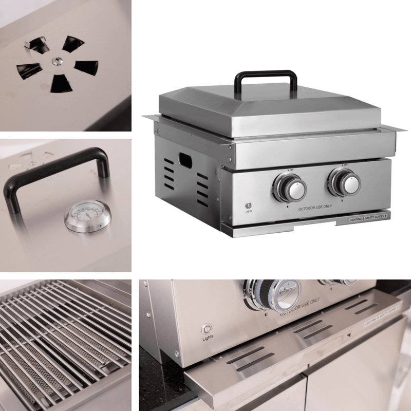 Premium Outdoor Kitchen With 32 Inch 60000 BTU Built-In Stainless Steel LPG Gas Grill, Door And Drawer Combo And Stainless Steel Ice Box (SAK98661) - Saksby Wholesale - Heat Control Details