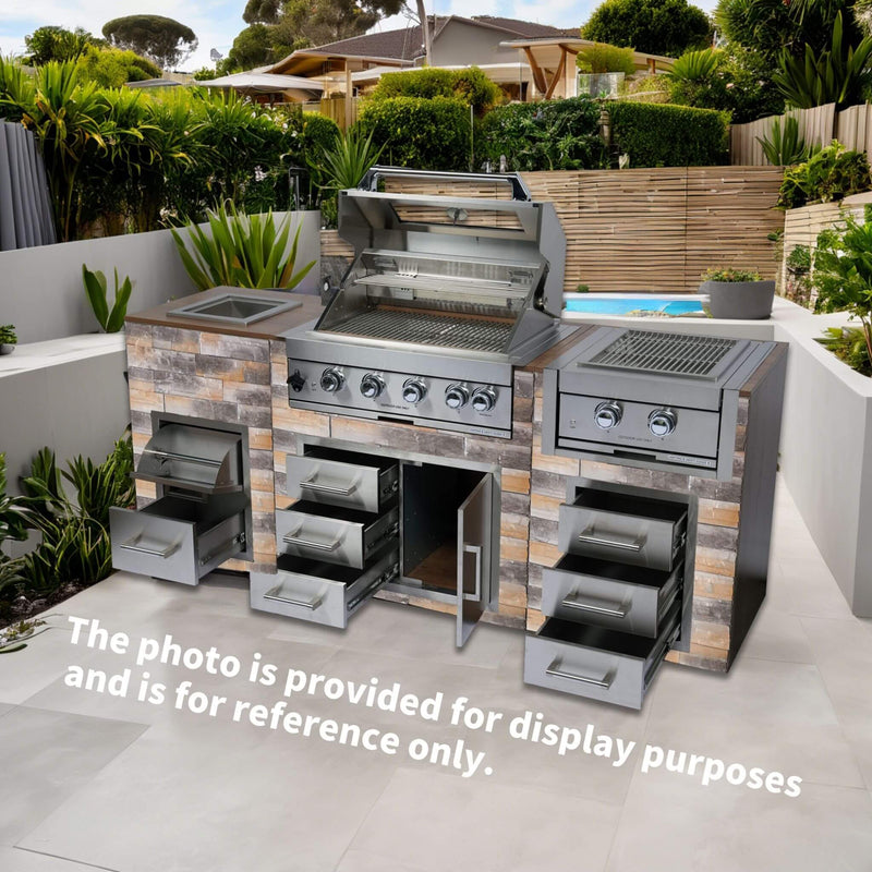 Premium Outdoor Kitchen With 32 Inch 60000 BTU Built-In Stainless Steel LPG Gas Grill, Door And Drawer Combo And Stainless Steel Ice Box (SAK98661) - Saksby Wholesale - Lifestyle