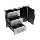 Premium Outdoor Kitchen With 32 Inch 60000 BTU Built-In Stainless Steel LPG Gas Grill, Door And Drawer Combo And Stainless Steel Ice Box (SAK98661) - Saksby Wholesale - Triple Drawer