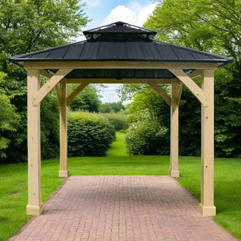 [10x10FT] Premium Outdoor Patio Hardtop Gazebo W/ Double Steel Roof (SAK01291) - Saksby Wholesale - Garden View