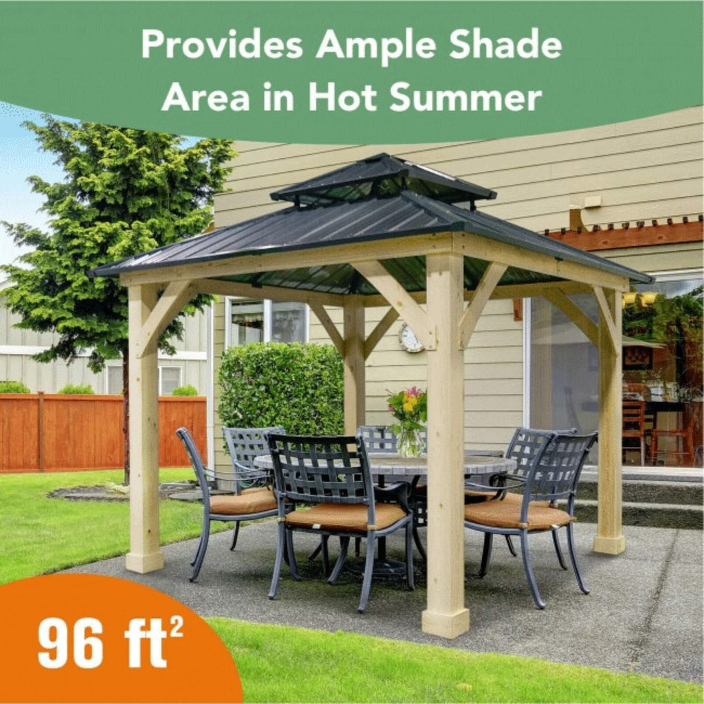 [10x10FT] Premium Outdoor Patio Hardtop Gazebo W/ Double Steel Roof (SAK01291) - Saksby Wholesale - Height View