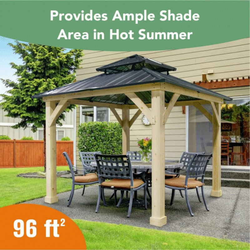 [10x10FT] Premium Outdoor Patio Hardtop Gazebo W/ Double Steel Roof (SAK01291) - Saksby Wholesale - Height View