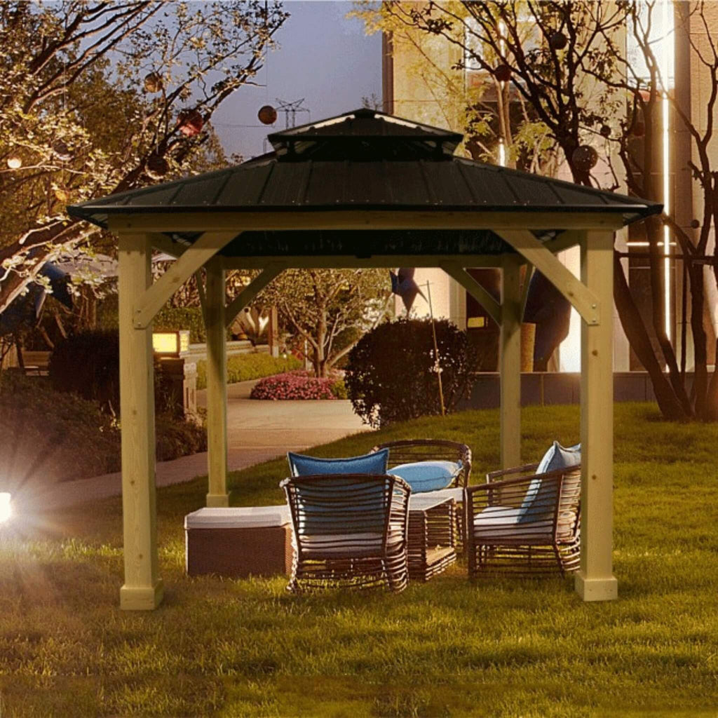 [10x10FT] Premium Outdoor Patio Hardtop Gazebo W/ Double Steel Roof (SAK01291) - Saksby Wholesale - Outdoor View